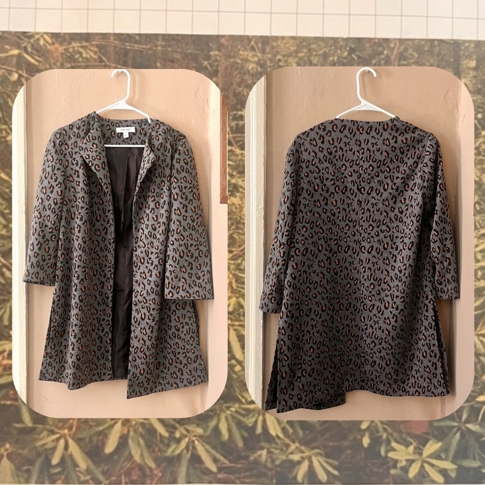 Nine West Leopard Print Gray Open Sweater Jacket - image 1